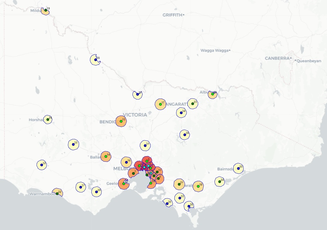 homebirth catchment areas 15km